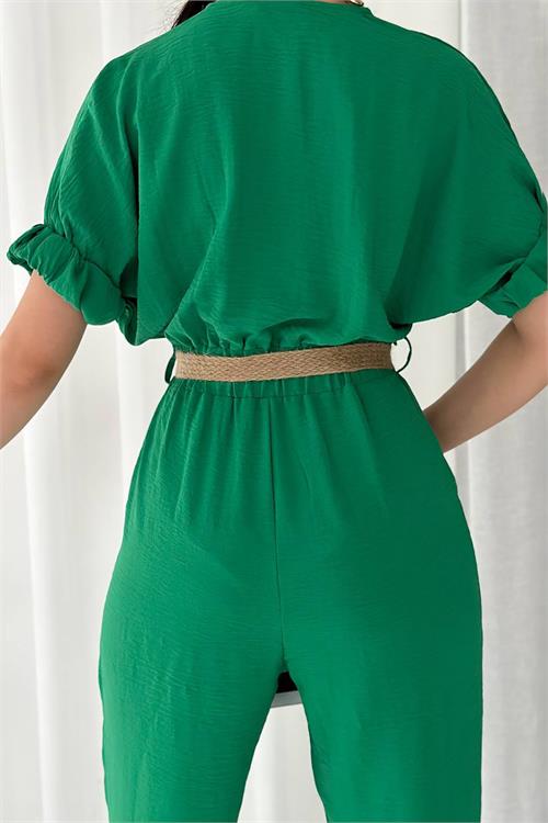 XXL Butik kadın ayrobin cep ve düğme detaylı tulum X-NBTG2000 