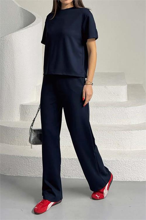 Kadın Lacivert Modal Kumaş İkili Takım – Likralı Esnek ESR029 