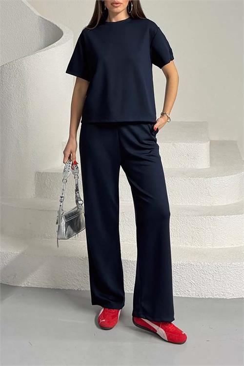 Kadın Lacivert Modal Kumaş İkili Takım – Likralı Esnek ESR029 